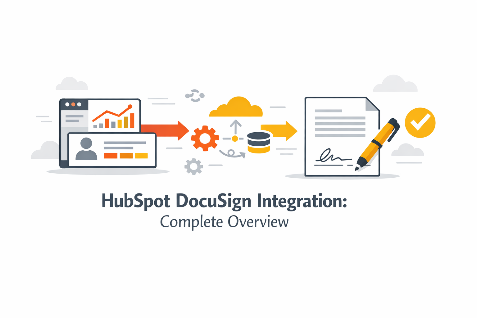 Create a modern flat vector banner for a B2B SaaS article titled HubSpot DocuSign Integration Complete OverviewStyle clean professional enterprise Saa