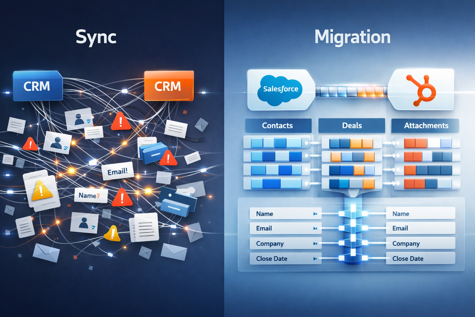 Salesforce HubSpot Sync vs. MigrateMyCRM: What RevOps Leaders Must Understand Before Moving Data