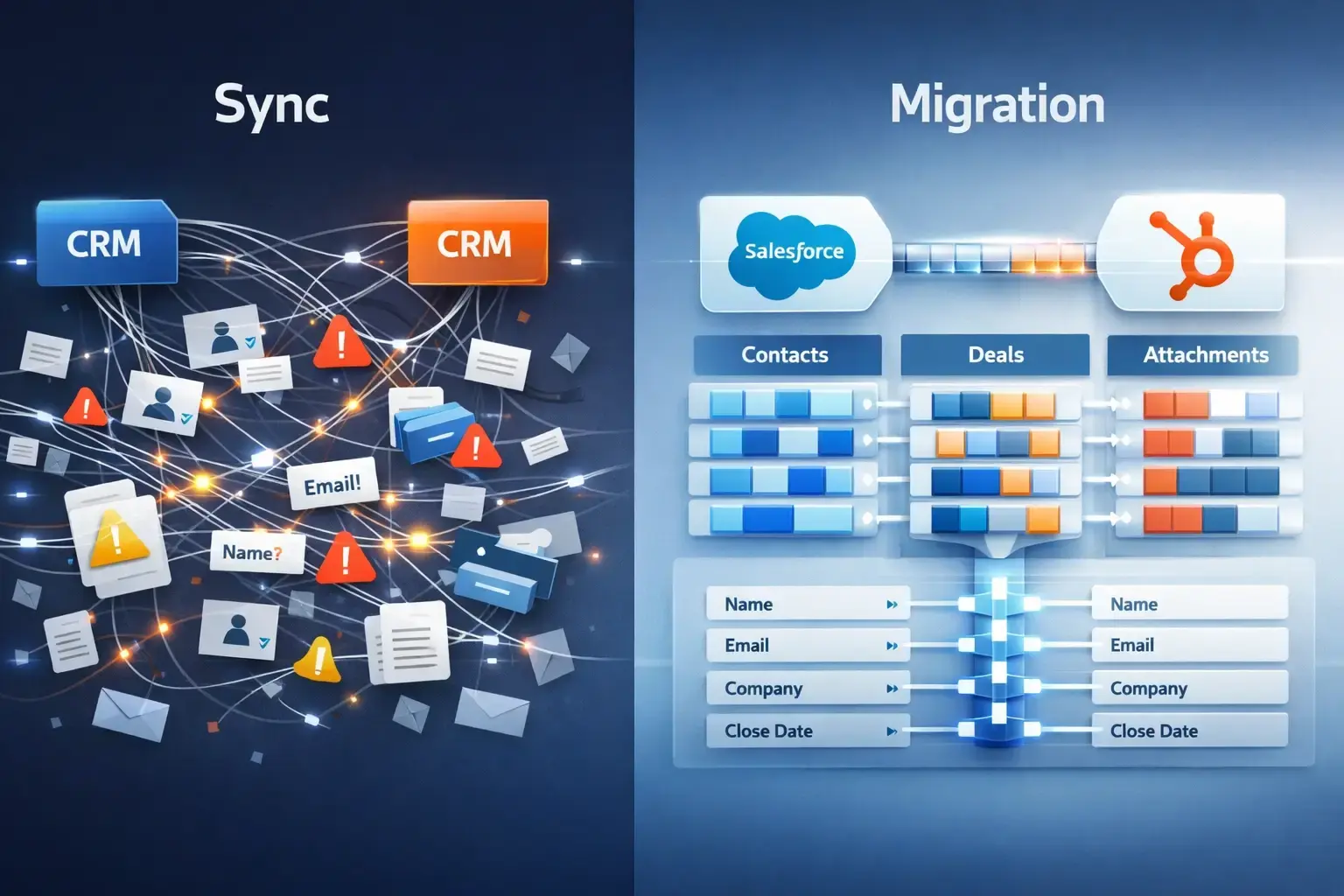 Salesforce HubSpot Sync vs. MigrateMyCRM: What RevOps Leaders Must Understand Before Moving Data